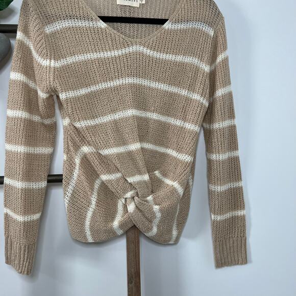 Dreamers‎ Long Sleeve Brown Cream V Neck Sweater Size Small - Picture 3 of 7